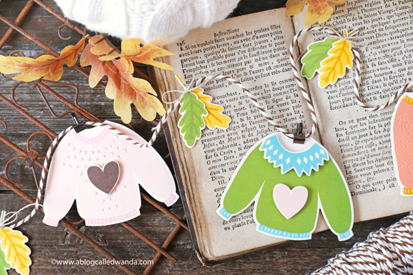 pigment craft co, pigment stamps and dies, pigment sweater weather, pigment latte art, sweater garland, paper garland. autumn card, fall card, sweater stamps and dies, pigment fall wreath stamp set, make your own garland, fall home decor, wanda guess, a blog called wanda