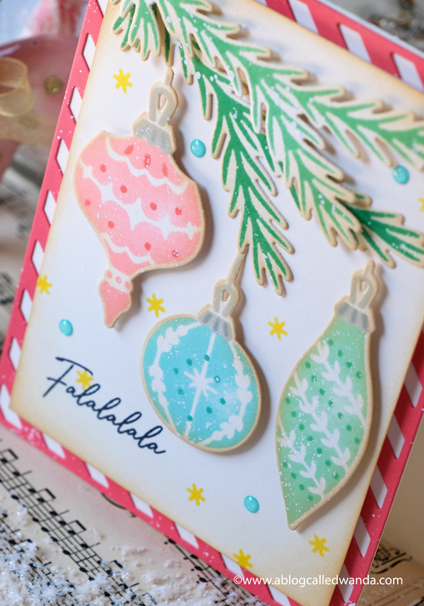 pinkfresh studio, stamps , dies, hot foil, crafts, cards, Pinkfresh Studio Christmas release, Holiday Christmas cards, stencils, Ornaments, diy christmas cards, card ideas, card layouts, wanda guess, a blog called wanda