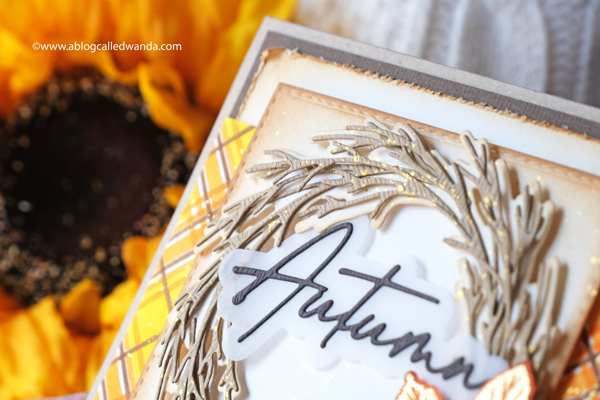 the greetery, stamps and dies, the greetery stamps, the greetery leaf and blade, the greetery fall, new release, stamps, dies, stencils, plaid, tartan builder, rustic wreath, curio collection, leaves, gingham, fall card ideas, card layouts, greetery design team, wanda guess, a blog called wanda