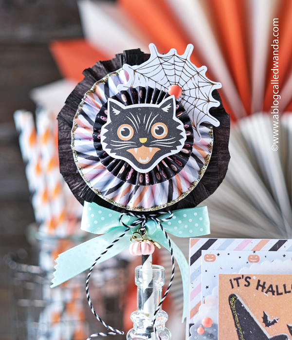 halloween, prima marketing, prima thirty one, thirty one collection, halloween card, halloween rosette, vintage paper rosette, paper medallion, vintage halloween, make your own halloween card, card, diy, crafty, card ideas, vintage halloween card, wanda guess, prima marketing, a blog called wanda