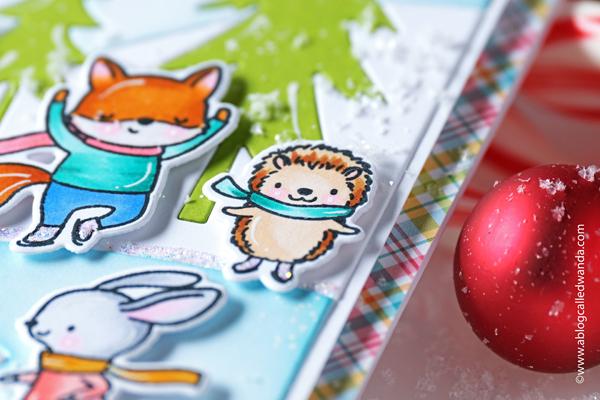 Hello Bluebird stamps, hello bluebird stamps and dies, winter, christmas, gnomes, gingerbread house, gingerbread man, copic markers, holiday, skating, slimline card, winter skate stamp set, sweet christmas stamp set, gnome for the holidays stamp set, ovals dies, distress ink blending, card ideas, handmade christmas cards, plaid, stripes, wanda guess, a blog called wanda