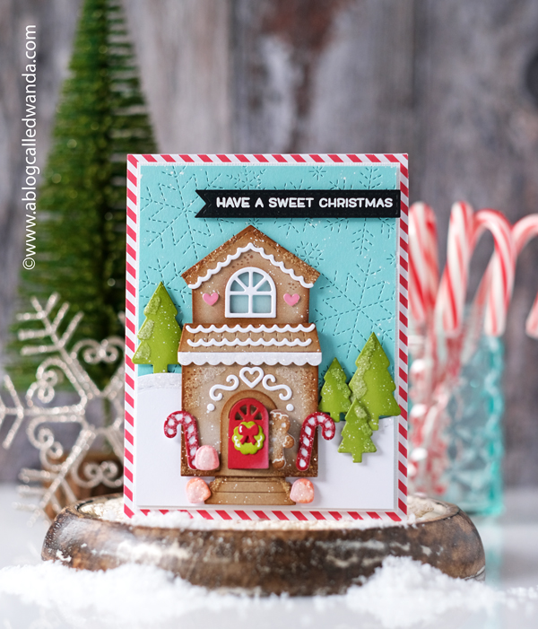 lawn fawn stamps and dies, lawn fawn build a house, lawn fawn gingerbread house, lawn fawn scalloped treat box, lawn fawn christmas, lawn fawn stitched snowflake background, lawn fawn winter, lawn fawn card ideas, lawn fawn christmas, card ideas, make your own christmas card, wanda guess, a blog called wanda, distress ink, rock candy glitter