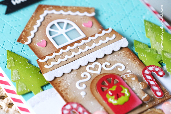 lawn fawn stamps and dies, lawn fawn build a house, lawn fawn gingerbread house, lawn fawn scalloped treat box, lawn fawn christmas, lawn fawn stitched snowflake background, lawn fawn winter, lawn fawn card ideas, lawn fawn christmas, card ideas, make your own christmas card, wanda guess, a blog called wanda, distress ink, rock candy glitter