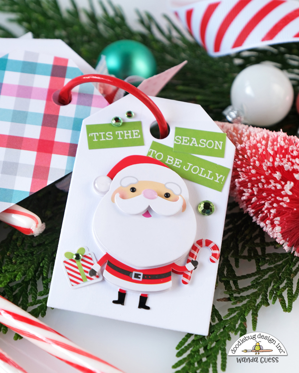 doodlebug design, doodlebug let it snow collection, doodlebug paper, doodlebug christmas, winter, christmas card, christmas tags, flip tag, flip tag ideas, scrapbooking, handmade holiday ideas, mini scrapbook, snowman, santa, tag dies, wanda guess, a blog called wanda