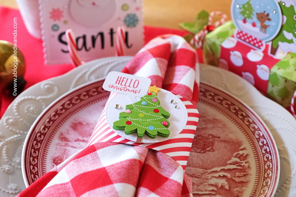 doodlebug, doodlebug designs, doodlebug let it snow, scrapbooking ideas, card ideas, winter, christmas, place settings, table ideas, santa, we r memory keepers candy box punch board, candy treat ideas, party ideas, make your own placecards, handmade, diy, wanda guess, a blog called wanda