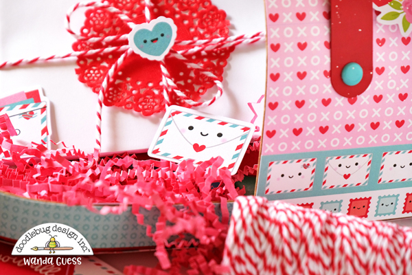 Doodlebug, Doodlebug Design, Doodlebug Lots of Love Collection, Valentine's Day, Valentine Mailbox, Paper Mailbox, Valentine Crafts, Valentine projects, Doodlebug hearts, Wanda Guess, A Blog Called Wanda