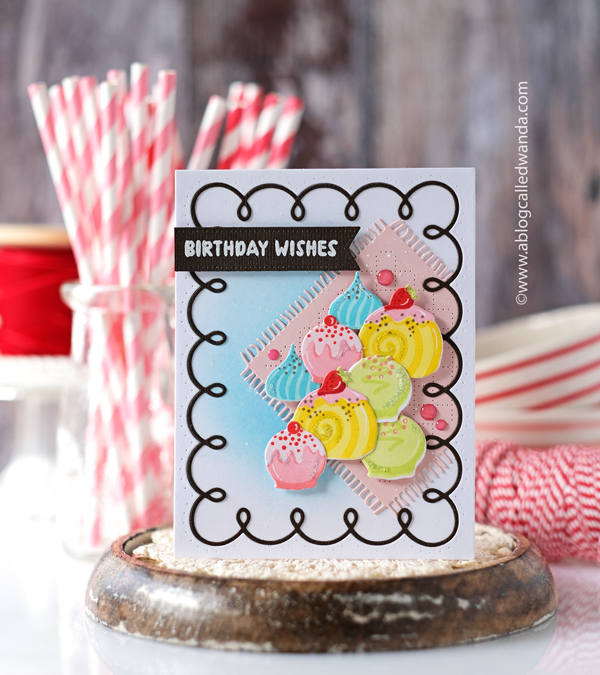 the greetery, the greetery stamps and dies, the greetery confections collection, the greetery sweet tooth stamp set, the greetery frosted frames die, the greetery love and cookies, the greetery hug in a mug sweet treats cookies, valentines, birthday card, card ideas, card layouts, wanda guess, a blog called wanda