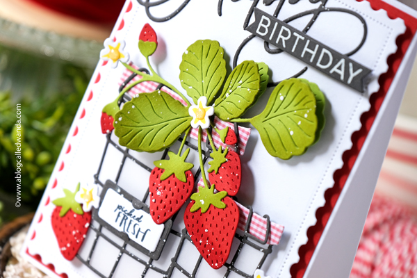 the greetery, the greetery stamps and dies, the greetery confections collection, the greetery new release, the greetery strawberry botanicuts dies, the greetery market basket, the greetery sweet tooth, the greetery curio confections, valentine card, birthday card, card ideas, card layouts, wanda guess, a blog called wanda