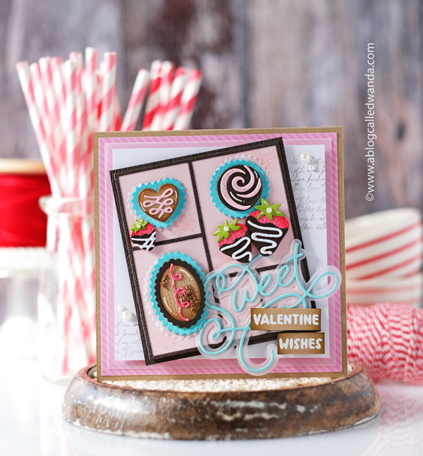 the greetery, the greetery stamps and dies, the greetery confections collection, the greetery new release, the greetery strawberry botanicuts dies, the greetery market basket, the greetery sweet tooth, the greetery curio confections, valentine card, birthday card, card ideas, card layouts, wanda guess, a blog called wanda
