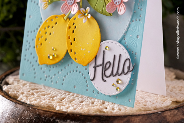 spellbinders, spellbinders stamps and dies, spellbinders lemons, spellbinders lemon zest, spellbinders stitch background, lemon card, die cutting, cardmaking, paper crafting, make your own cards, wanda guess, a blog called wanda