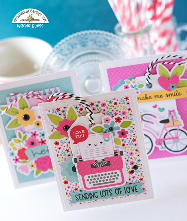 doodlebug paper, doodlebug lots of love collection, doodlebug dies, doodlebug valentines day, card trio, doodlebug card ideas, valentine cards, make your own valentines, handmade cards, wanda guess, a blog called wanda