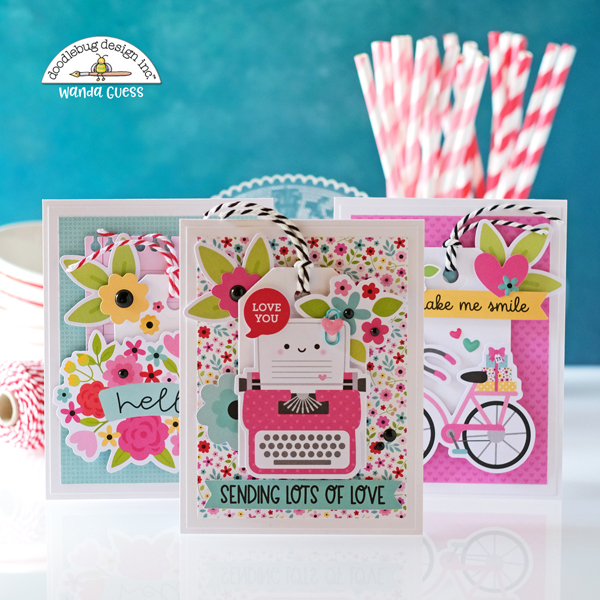 doodlebug paper, doodlebug lots of love collection, doodlebug dies, doodlebug valentines day, card trio, doodlebug card ideas, valentine cards, make your own valentines, handmade cards, wanda guess, a blog called wanda