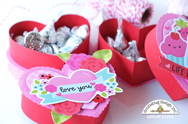 doodlebug design, doodlebug new release, doodlebug lots of love, doodlebug paper, doodlebug valentines day, valentines day crafts, craft ideas, heart boxes, concord and 9th, concord & 9th, concord and 9th heart box dies, fun valentines, make your own treats for valentines, wanda guess, a blog called wanda