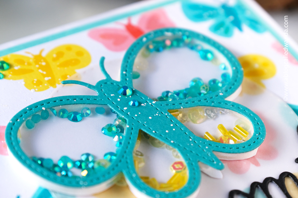 pretty pink posh, pretty pink posh new release, pretty pink posh butterfly stencils, pretty pink posh butterfly shaker, shaker card, cardmaking, paper crafting, handmade, butterfly card, diy, die cuts, wanda guess, a blog called wanda.