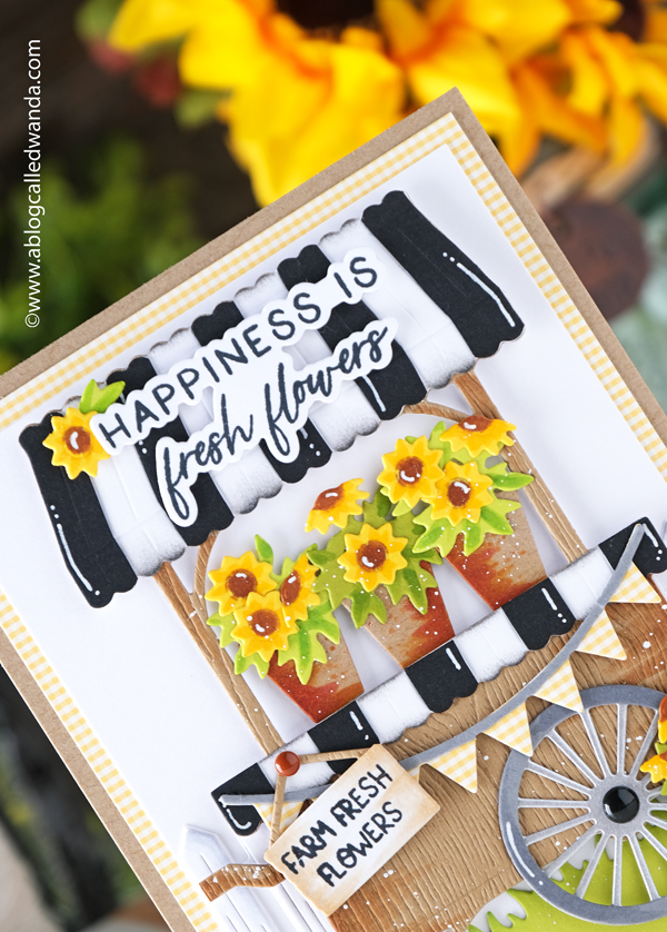 honey bee stamps, honey bee new release, honey bee market car builder dies, honey bee stamps farm fresh market cart, honey bee stamps sunflowers, sunflowers card, cards for ukraine, die cuts, handmade card, cute card ideas, friendship card, card layout, wanda guess, a blog called wanda
