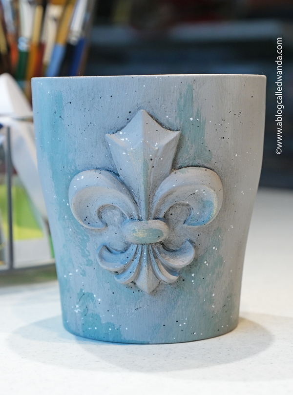 iron orchid designs, iron orchid molds, iron orchid designs ideas, orchid pot, iron orchid fleur de lis mold, resin casting, resin in iron orchid molds, annie sloan chalk paints, decorate a flower pot, gift ideas, annie sloan black wax, clear wax, annie sloan paris gray, ideas for resin, wanda guess, a blog called wanda