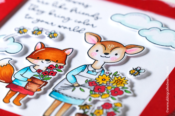 hello bluebird new release, hello bluebird stamps, hello bluebird dies, copic coloring, card ideas, card layouts, gingham, cute animal stamps, friendship cards, make your own cards.