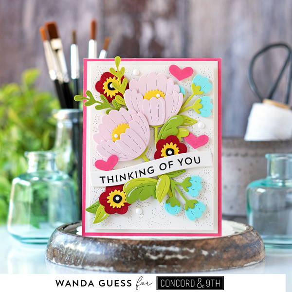 concord & 9th, concord and 9th, picked posie dies, good vibes dies, good vibes turnabout, Stitched Vines Background, Concord and 9th stamps and dies, Concord and 9th ink pads, Guest designer, card ideas, card layouts, handmade cards, stamping, rubber stamping, wanda guess, a blog called wanda