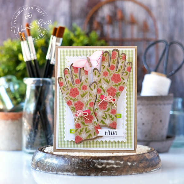 the greetery, the greetery new release, the greetery stamps and dies, the greetery stencils, the greetery garden variety, the greetery garden gear gloves, the greetery garden gear tools, the greetery botanicuts, the greetery posy pocket, diy, handmade cards, card ideas, make your own cards, greetery design team, wanda guess, a blog called wanda