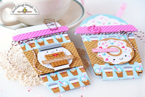 Doodlebug, Doodlebug paper, Doodlebug stickers, Doodlebug Cream and Sugar, Coffee, Coffee cards, Honey Bee Stamps Frappe Dies, Honey Bee Stamps Coffee Cup Card Dies, Coffee card ideas, Gift card ideas, Cream and Sugar Collection, Scrapbooking, Card ideas, Wanda Guess, A Blog Called Wanda
