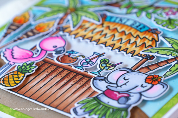 sunny studio stamps, stamps, dies, cards, handmade, copics, tiki, cupcake die, hamster stamp set, sunny studio stamps Tiki Time, Sunny Studio big cupcake die, Sunny Studio Happy Hamsters, handmade cards, card layouts, tropical cards, birthday cards, wanda guess, a blog called wanda