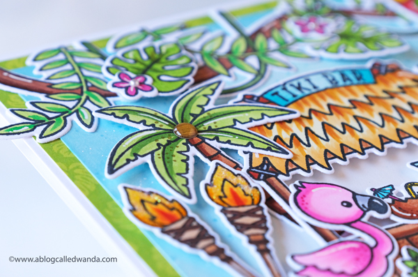 sunny studio stamps, stamps, dies, cards, handmade, copics, tiki, cupcake die, hamster stamp set, sunny studio stamps Tiki Time, Sunny Studio big cupcake die, Sunny Studio Happy Hamsters, handmade cards, card layouts, tropical cards, birthday cards, wanda guess, a blog called wanda