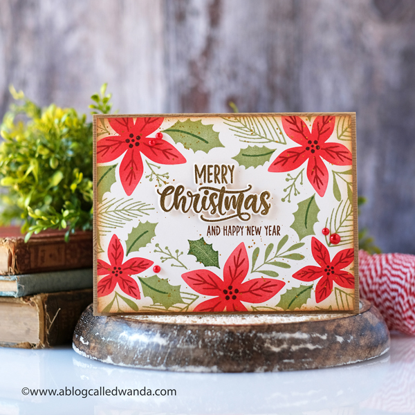 taylored expressions, card kit, very merry, merry blooms card kit, christmas card kit, poinsettia, stencils, stamps, christmas cards, stamping, diy, make your own cards, taylored expressions stamps, blender brushes, wanda guess, a blog called wanda