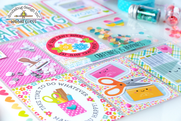 doodlebug, cute and crafty collection, doodlebug cute and crafty, pocket letter, fuse tool, make a pocket letter, crafting theme, card ideas, diy, stamping, scrapbooking, doodlebug design team, sequins, washi tape, wanda guess, a blog called wanda