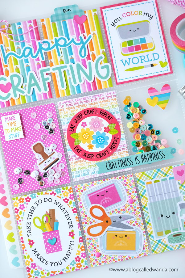 doodlebug, cute and crafty collection, doodlebug cute and crafty, pocket letter, fuse tool, make a pocket letter, crafting theme, card ideas, diy, stamping, scrapbooking, doodlebug design team, sequins, washi tape, wanda guess, a blog called wanda