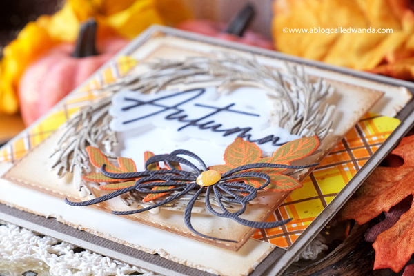 the greetery, stamps and dies, the greetery stamps, the greetery leaf and blade, the greetery fall, new release, stamps, dies, stencils, plaid, tartan builder, rustic wreath, curio collection, leaves, gingham, fall card ideas, card layouts, greetery design team, wanda guess, a blog called wanda