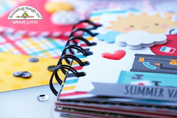 doodlebug, doodlebug fun at the park, mini scrapbook, mini album, make your own mini scrapbook, travel scrapbook ideas, disney, travel, we r memory keepers cinch, disney scrap ideas, diy, scrapbooking, wanda guess, a blog called wanda