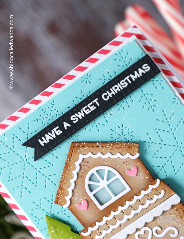 lawn fawn stamps and dies, lawn fawn build a house, lawn fawn gingerbread house, lawn fawn scalloped treat box, lawn fawn christmas, lawn fawn stitched snowflake background, lawn fawn winter, lawn fawn card ideas, lawn fawn christmas, card ideas, make your own christmas card, wanda guess, a blog called wanda, distress ink, rock candy glitter
