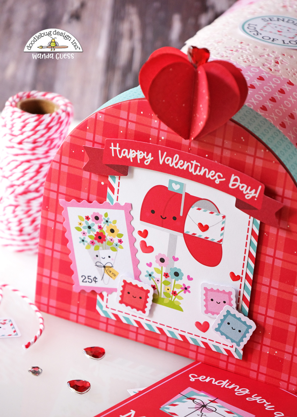 Doodlebug, Doodlebug Design, Doodlebug Lots of Love Collection, Valentine's Day, Valentine Mailbox, Paper Mailbox, Valentine Crafts, Valentine projects, Doodlebug hearts, Wanda Guess, A Blog Called Wanda