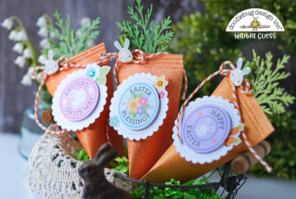Doodlebug Design, Doodlebug paper, Doodlebug Easter, Doodlebug Hippity Hoppity, Easter crafts, Easter carrots treats, Ideas for kids Easter, Easter place settings, Easter crafting, scrapbooking, die cutting, make your own Easter treats, sour cream containers crafts, wanda guess, a blog called wanda, crafting for Easter