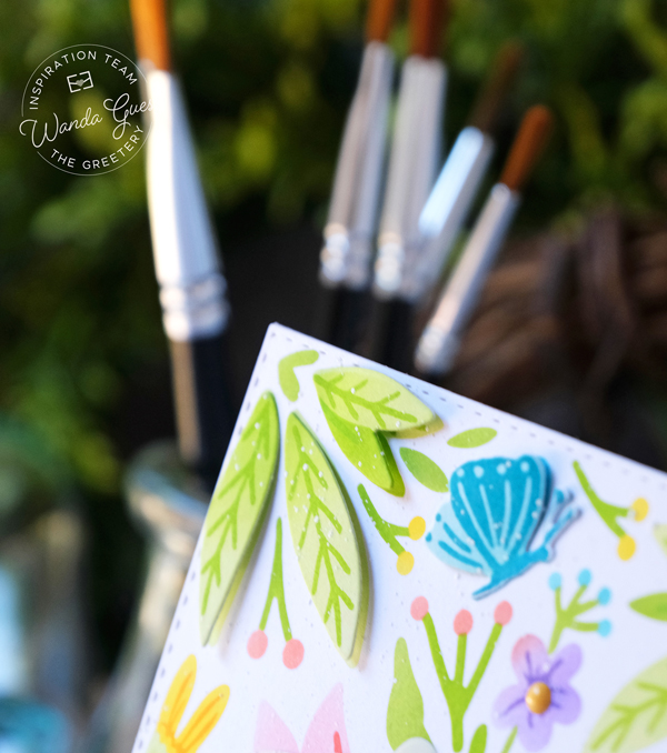 the greetery, the greetery new release, the greetery garden variety, the greetery stamps and dies, the greetery print shop garden goodness, the greetery print shop daisy days, the greetery stencils, garden theme, diy, handmade cards, card ideas, stamping, the greetery scripty hello die, greetery design team, wanda guess, a blog called wanda