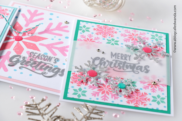 Taylored Expressions, Taylored Expressions snowflake stencils, quad snowflake stencils, quad stencils, distress oxide inks, pastel, christmas, winter, snowflakes, cards, christmas cards, make your own christmas card, card ideas, mittens dies, cards with stencils, wanda guess, a blog called wanda