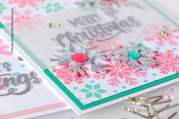 Taylored Expressions, Taylored Expressions snowflake stencils, quad snowflake stencils, quad stencils, distress oxide inks, pastel, christmas, winter, snowflakes, cards, christmas cards, make your own christmas card, card ideas, mittens dies, cards with stencils, wanda guess, a blog called wanda