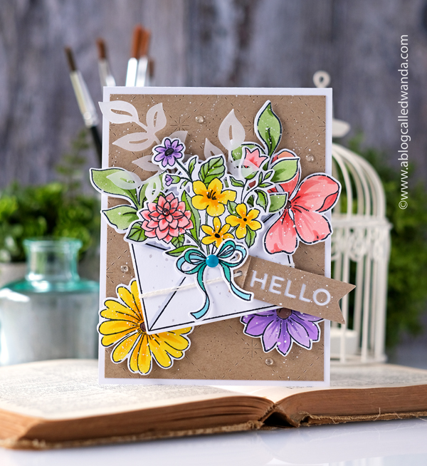 pinkfresh studio, pinkfresh studio blog hop, new release blog hop, flowers, stamps, dies, card ideas, stencils, pinkfresh studio floral envelope, pinkfresh studio brighter days, pinkfresh studio sparkling diamonds, wanda guess, a blog called wanda