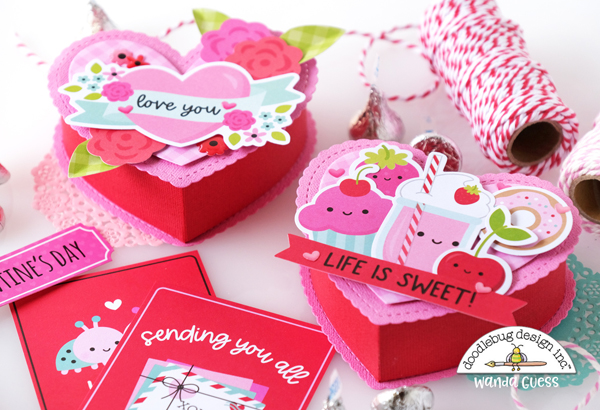 doodlebug design, doodlebug new release, doodlebug lots of love, doodlebug paper, doodlebug valentines day, valentines day crafts, craft ideas, heart boxes, concord and 9th, concord & 9th, concord and 9th heart box dies, fun valentines, make your own treats for valentines, wanda guess, a blog called wanda