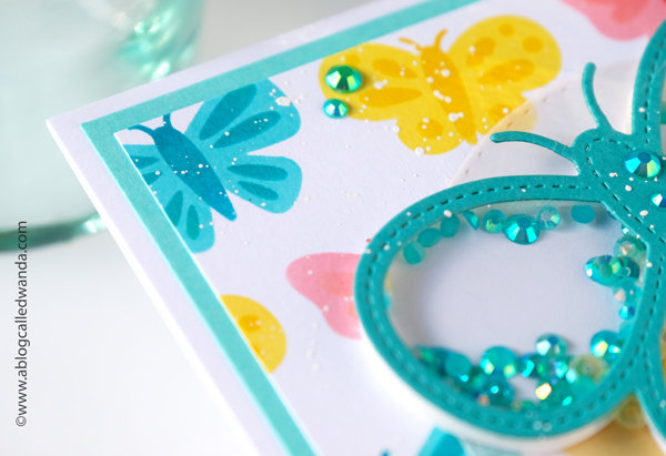 pretty pink posh, pretty pink posh new release, pretty pink posh butterfly stencils, pretty pink posh butterfly shaker, shaker card, cardmaking, paper crafting, handmade, butterfly card, diy, die cuts, wanda guess, a blog called wanda.