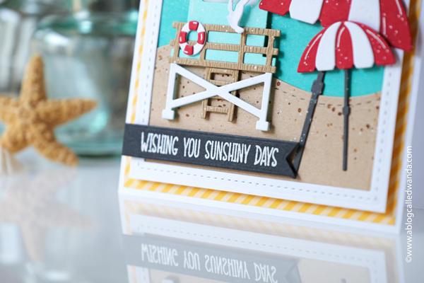 rubbernecker stamps, rubbernecker dies, handmade cards, summer cards, beach cards, handmade card ideas, stamping, make your own cards, beach van die, lifeguard tower, palm trees, how to make your own cards, party invitations, summer vibes, wanda guess, a blog called wanda