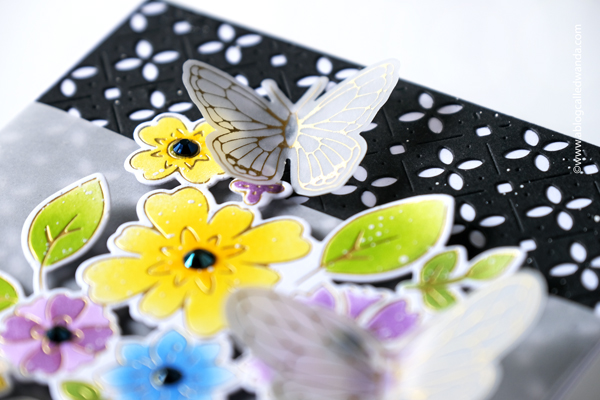 pinkfresh studio, pinkfresh studio blog hop, pinkfresh studio flowers, hot foil, pinkfresh hot foil, spellbinders glimmer system, matte gold hot foil, cardmaking, paper crafting, make your own cards, card ideas, pinkfresh studio small butterflies, pinkfresh studio perfect sentiments, pinkfresh studio ink cubes, pinkfresh studio stencils, pinkfresh studio simplest gestures, jewels mix, wanda guess, a blog called wanda