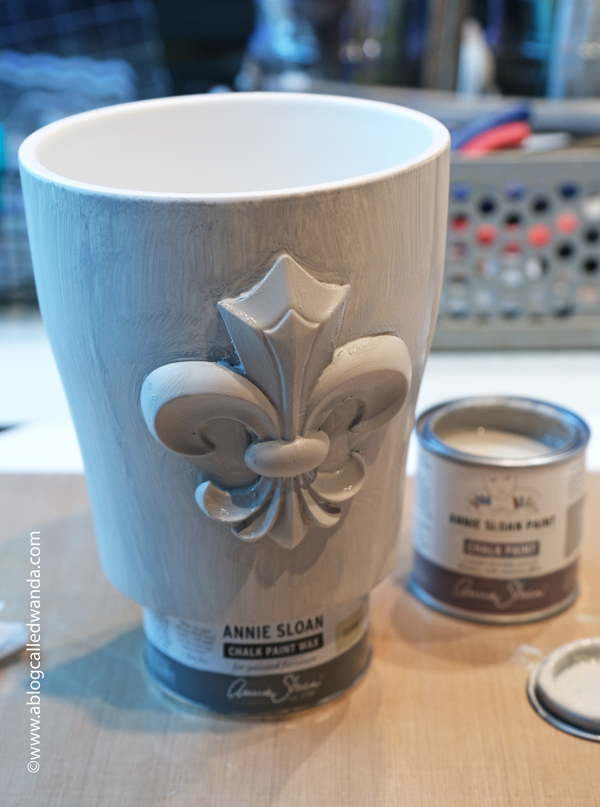 iron orchid designs, iron orchid molds, iron orchid designs ideas, orchid pot, iron orchid fleur de lis mold, resin casting, resin in iron orchid molds, annie sloan chalk paints, decorate a flower pot, gift ideas, annie sloan black wax, clear wax, annie sloan paris gray, ideas for resin, wanda guess, a blog called wanda