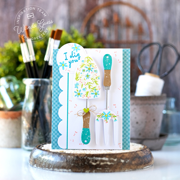 the greetery, the greetery new release, the greetery stamps and dies, the greetery stencils, the greetery garden variety, the greetery garden gear gloves, the greetery garden gear tools, the greetery botanicuts, the greetery posy pocket, diy, handmade cards, card ideas, make your own cards, greetery design team, wanda guess, a blog called wanda