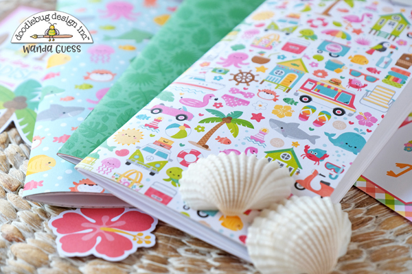 doodlebug, doodlebug paper, doodlebug seaside summer, doodlebug ideas, doodlebug scrapbooking, travelers notebooks, how to make your own travelers notebooks, diy travelers notebooks, scrapbook ideas, make your own scrapbook, wanda guess, a blog called wanda
