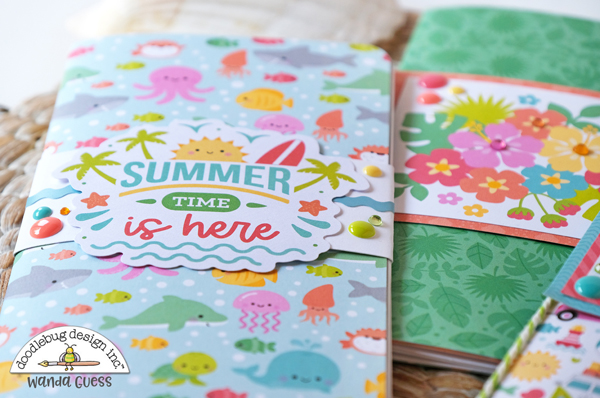 doodlebug, doodlebug paper, doodlebug seaside summer, doodlebug ideas, doodlebug scrapbooking, travelers notebooks, how to make your own travelers notebooks, diy travelers notebooks, scrapbook ideas, make your own scrapbook, wanda guess, a blog called wanda
