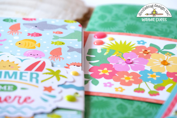 doodlebug, doodlebug paper, doodlebug seaside summer, doodlebug ideas, doodlebug scrapbooking, travelers notebooks, how to make your own travelers notebooks, diy travelers notebooks, scrapbook ideas, make your own scrapbook, wanda guess, a blog called wanda