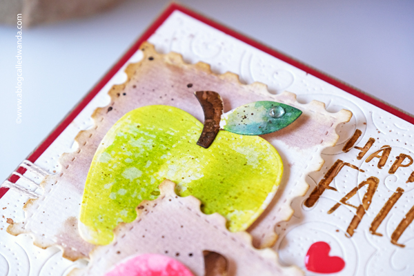 taylored expressions, taylored expressions stamps and dies, taylored expressions apple dies, fall cards, autumn, fall crafts, card ideas, gingham, swirls plate, cable knit embossing folder, distress inks, watercolor, fall cards, wanda guess, a blog called wanda