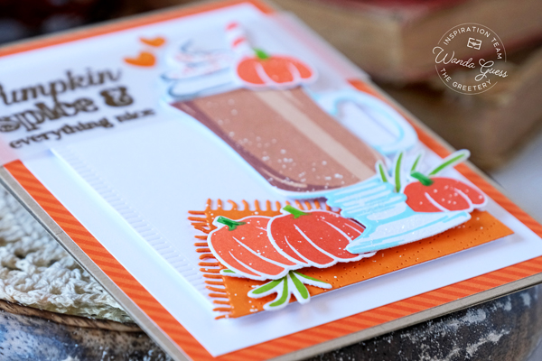 the greetery, the greetery new release, the greetery calico fields, the greetery stamps and dies, the greetery warm and wonderful, the greetery apples, die cutting, stamping, card ideas, card layouts, handmade cards, fall cards, coffee cards, wanda guess, a blog called wanda