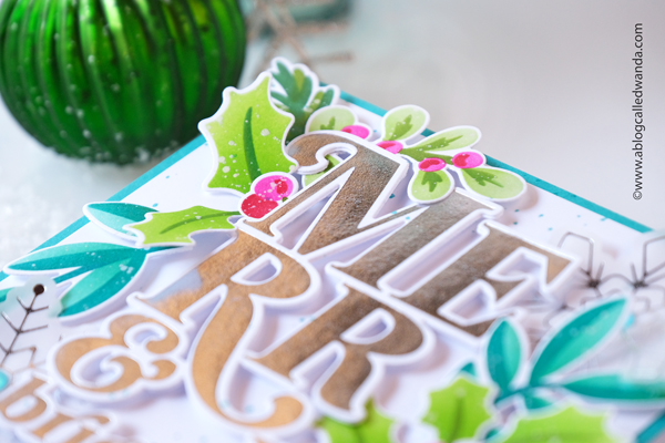 pinkfresh studio, pinkfresh studio stamps and dies, stencils, christmas, winter, new release, ornaments, sparkling diamonds, holiday ornaments, christmas cards, handmade christmas card, card ideas, pinkfresh snowflakes, merry and bright die, hot foil ideas, festive leaves, ink blending, stenciling, wanda guess, blog hop, a blog called wanda